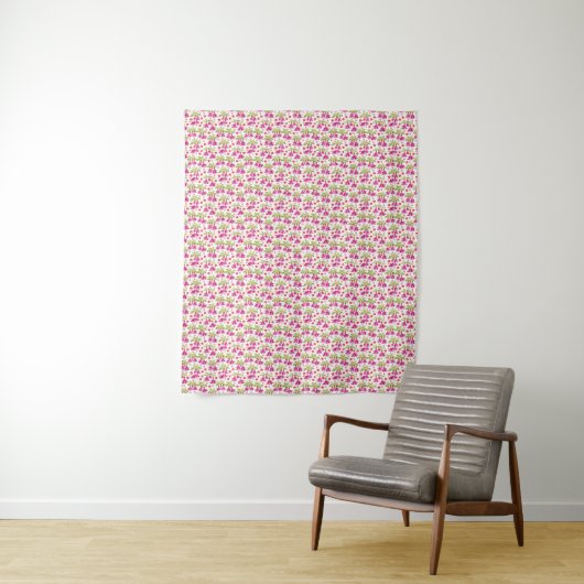 Pink Fuchsia Floral Pattern – Retro Botanical Wandteppich (Beispiel)