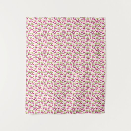 Pink Fuchsia Floral Pattern – Retro Botanical Wandteppich (Vorderseite)