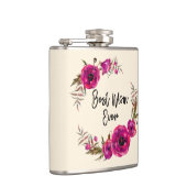 Pink Fuchsia Floral Poppies Wreath Beste Mama je Flachmann (Rechts)