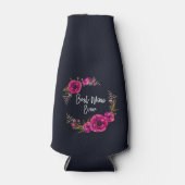 Pink Fuchsia Floral Poppies Wreath Beste Mama je Flaschenkühler (Vorderseite)