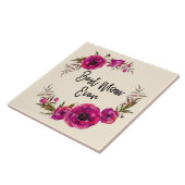 Pink Fuchsia Floral Poppies Wreath Beste Mama je Fliese (Seite)