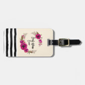 Pink Fuchsia Floral Poppies Wreath Beste Mama je Gepäckanhänger (Vorderseite horizontal)