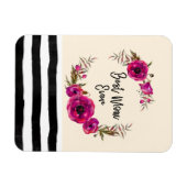 Pink Fuchsia Floral Poppies Wreath Beste Mama je Magnet (Horizontal)