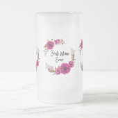 Pink Fuchsia Floral Poppies Wreath Beste Mama je Mattglas Bierglas (Mittel)