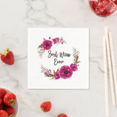 Pink Fuchsia Floral Poppies Wreath Beste Mama je Serviette (Beispiel)
