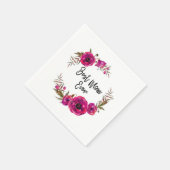 Pink Fuchsia Floral Poppies Wreath Beste Mama je Serviette (Ecke)