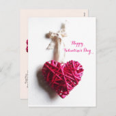 PINK FUCHSIA GEBRAUCHTES HERZ, VALENTINTAG FEIERTAGSPOSTKARTE (Vorne/Hinten)