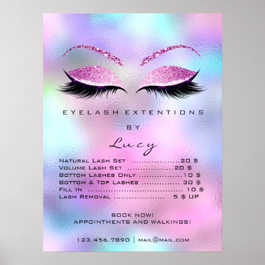Pink Fuchsia Glitzer Makeup Eyes Lashes Preise Poster (Vorne)