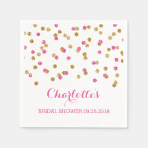 Pink Fuchsia Gold Confetti Brautparty