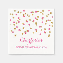 Pink Fuchsia Gold Confetti Brautparty Serviette