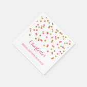 Pink Fuchsia Gold Confetti Brautparty Serviette (Ecke)