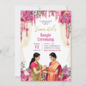 Pink Fuchsia India Bangle Choora Zeremonie Einladung (Vorderseite)