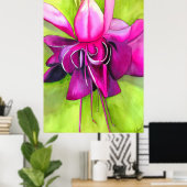 Pink Fuchsia leuchtendes Aquarell Moderne Blume Ku Poster (Heimbüro)