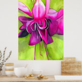Pink Fuchsia leuchtendes Aquarell Moderne Blume Ku Poster (Küche)