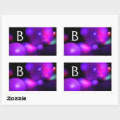 PINK FUCHSIA LILA SCHWARZES FRAKTAL BUBBLES MONOGR RECHTECKIGER AUFKLEBER (Blatt)