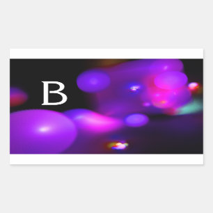 PINK FUCHSIA LILA SCHWARZES FRAKTAL BUBBLES MONOGR RECHTECKIGER AUFKLEBER