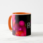 PINK FUCHSIA LILA SCHWARZES FRAKTAL BUBBLES MONOGR TASSE (Vorderseite Links)