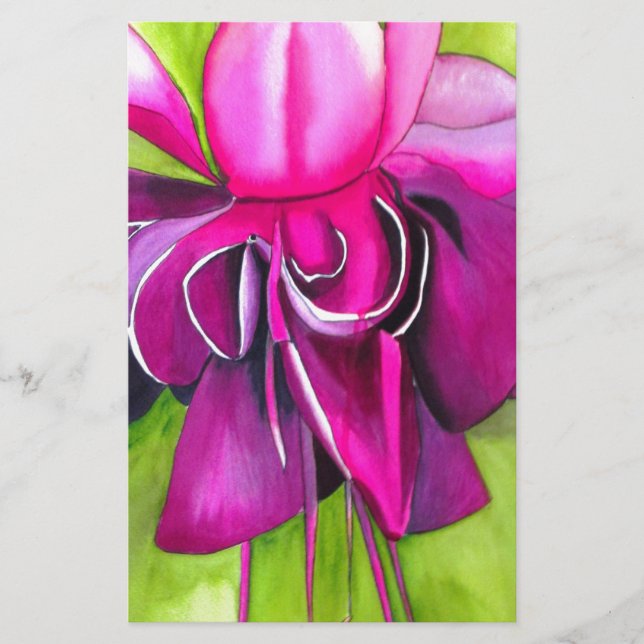 Pink Fuchsia Pop Kunst Aquarell Blume (Vorderseite)