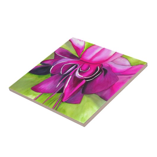 Pink Fuchsia Pop Kunst Aquarell Blume Fliese (Seite)