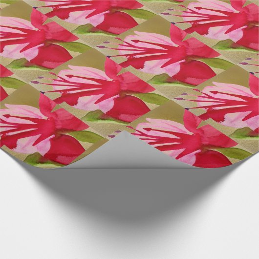 Pink Fuchsia Pop Kunst Aquarell Blume Geschenkpapier (Ecke)