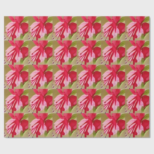 Pink Fuchsia Pop Kunst Aquarell Blume Geschenkpapier (Flach)