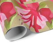 Pink Fuchsia Pop Kunst Aquarell Blume Geschenkpapier (Rolleneckpunkt)