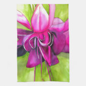 Pink Fuchsia Pop Kunst Aquarell Blume Geschirrtuch (Vertikal)