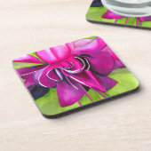 Pink Fuchsia Pop Kunst Aquarell Blume Getränkeuntersetzer (Linke Seite)