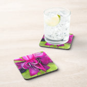Pink Fuchsia Pop Kunst Aquarell Blume Getränkeuntersetzer (Rechte Seite)