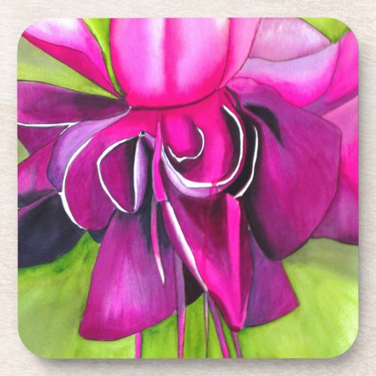 Pink Fuchsia Pop Kunst Aquarell Blume Getränkeuntersetzer (Vorderseite)
