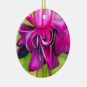 Pink Fuchsia Pop Kunst Aquarell Blume Keramik Ornament (Rechts)