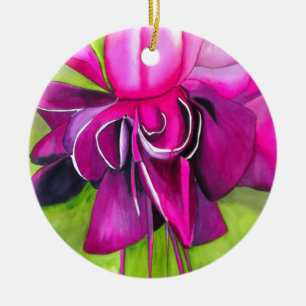 Pink Fuchsia Pop Kunst Aquarell Blume Keramik Ornament