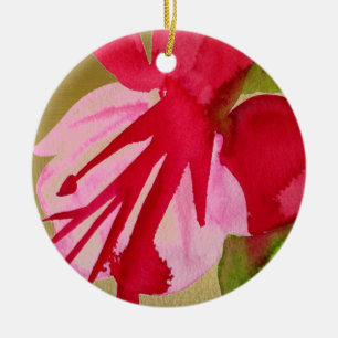 Pink Fuchsia Pop Kunst Aquarell Blume Keramikornament