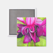 Pink Fuchsia Pop Kunst Aquarell Blume Magnet (Vorderseite/Rückseite)