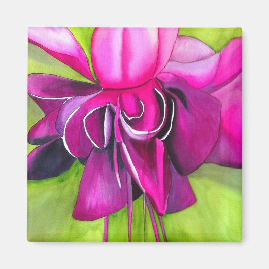 Pink Fuchsia Pop Kunst Aquarell Blume Magnet (Vorne)