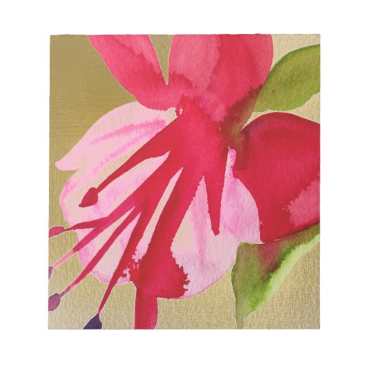 Pink Fuchsia Pop Kunst Aquarell Blume Notizblock (Vorderseite)