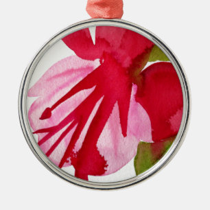 Pink Fuchsia Pop Kunst Aquarell Blume Ornament Aus Metall