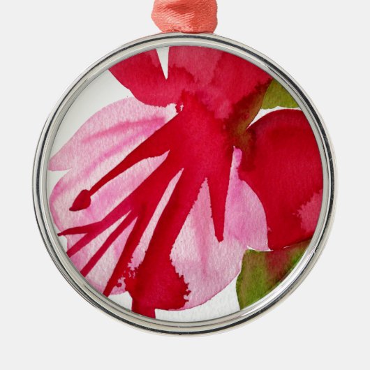 Pink Fuchsia Pop Kunst Aquarell Blume Ornament Aus Metall (Vorne)