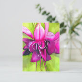 Pink Fuchsia Pop Kunst Aquarell Blume Postkarte (Stehend Vorderseite)
