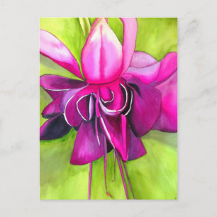 Pink Fuchsia Pop Kunst Aquarell Blume Postkarte