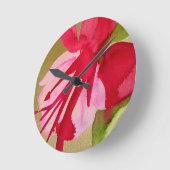 Pink Fuchsia Pop Kunst Aquarell Blume Runde Wanduhr (Winkel)