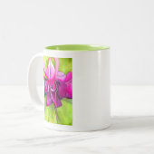 Pink Fuchsia Pop Kunst Aquarell Blume Zweifarbige Tasse (Vorderseite Links)