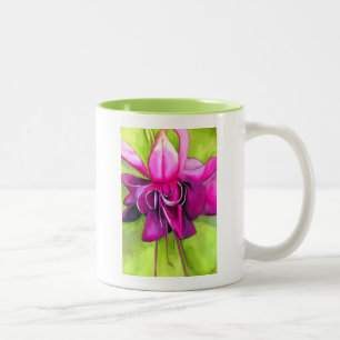 Pink Fuchsia Pop Kunst Aquarell Blume Zweifarbige Tasse