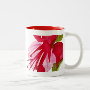 Pink Fuchsia Pop Kunst Aquarell Blume Zweifarbige Tasse