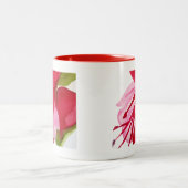 Pink Fuchsia Pop Kunst Aquarell Blume Zweifarbige Tasse (Mittel)