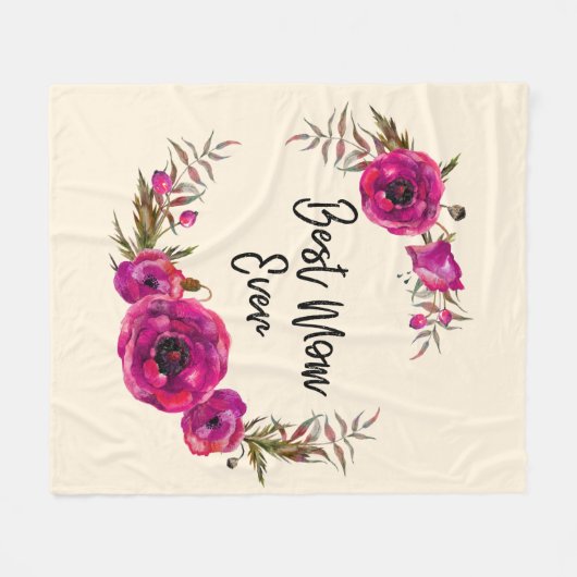 Pink Fuchsia Poppies Beste Mama je - Mutter Da Fleecedecke (Vorderseite (Horizontal))