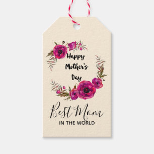 Pink Fuchsia Poppies Beste Mama - Muttertag Geschenkanhänger