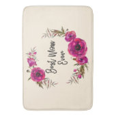 Pink Fuchsia Poppy Wreath Beste Mama je Badematte (Vorderseite Vertikal)