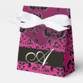 PINK, FUCHSIA SCHWARZ, LILA DAMASK-WEDD-MONOGRAMM GESCHENKSCHACHTEL (Vorderseite)