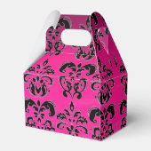 PINK, FUCHSIA SCHWARZ, LILA DAMASK WEISS MONOGRAMM GESCHENKSCHACHTEL (Rückseite)